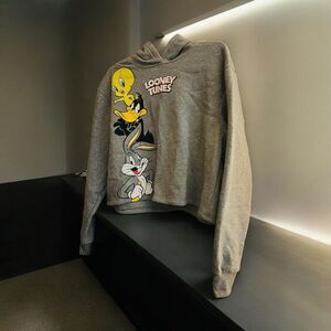 Gray Warner Bros. Looney Tunes Pull Over‎ Hoodies for Juniors Sm  3/5